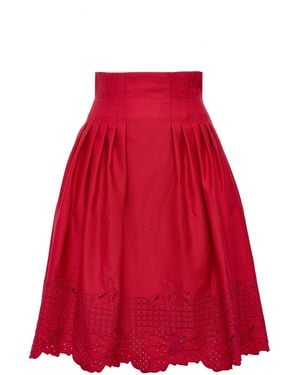 Loretta Caponi Cecina Cotton Skirt - Red