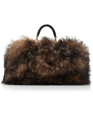 Dolce & Gabbana My Sicily Shearling Bag - Brown