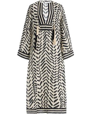 Johanna Ortiz Squared Away Printed Linen Midi Tunic Dress - White