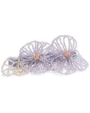 Emm Kuo Crystal-Beaded Hair Clip - Pink