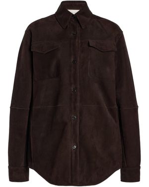 The Row Gwena Suede Shirt Jacket - Black