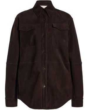 The Row Gwena Suede Shirt Jacket - Black