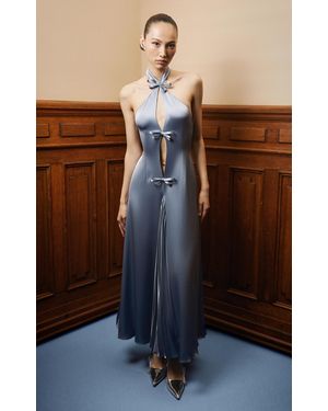 Georges Hobeika Satin Halter Evening Gown - Brown