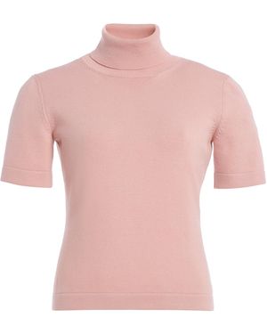 Oscar de la Renta Turtleneck Wool Top - Pink