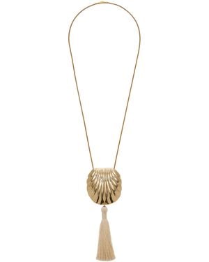 Juju Vera Exclusive Riviera Petra Tasselled Brass Necklace - White