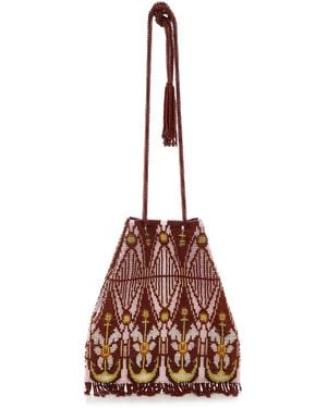 Pura Utz Exclusive La Isla Floral Beaded Pouch - Red