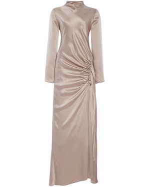 LAPOINTE Exclusive Gathered Satin Maxi Dress - Natural