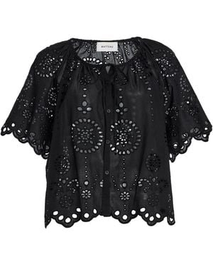 Matteau Cotton Broderie Anglaise Top - Black