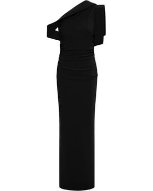 Rachel Gilbert Rowana Sculpted One-Shoulder Gown - Black