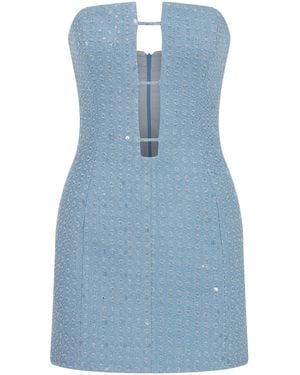 ILA THE BRAND Charlotte Embellished Denim Mini Dress - Blue