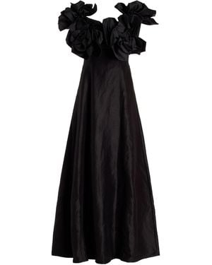 Aje. Etta Ruffled Linen-Blend Midi Dress - Black