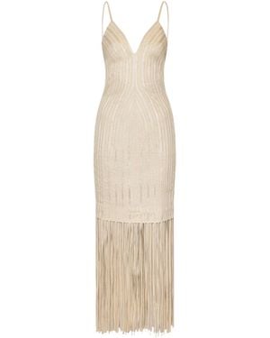 ANDRES OTALORA Marea Lenta Fringed Maxi Dress - Natural