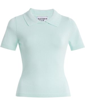 Matthew Bruch Collared Knit T-Shirt - Blue
