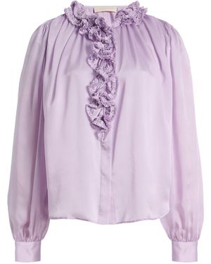 Ulla Johnson Willhemina Textured Silk Blouse - Purple