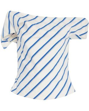 Rosie Assoulin Exclusive Can'T Bare It Off-The-Shoulder Cotton Top - Blue