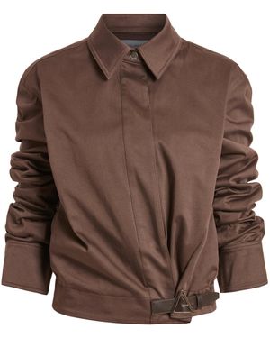 16Arlington Jolie Ruched Cotton-Sateen Jacket - Brown