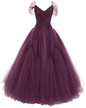 Zac Posen Layered Silk Tulle Ball Gown - Purple