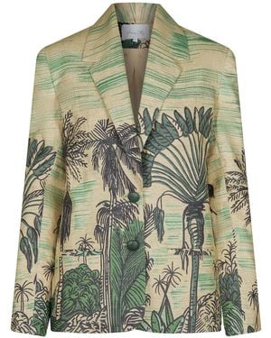 Johanna Ortiz Rock The Plan Printed Linen Jacket - Green
