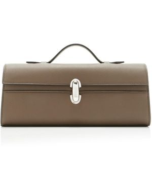 SAVETTE The Slim Symmetry Leather Pochette - Grey
