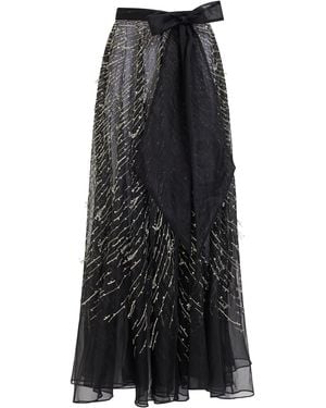 Aje. Sereia Embellished Wrap Maxi Skirt - Black