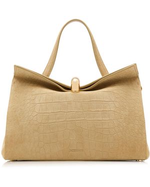 Jacquemus The Small Valérie Croc-Effect Suede Bag - Natural