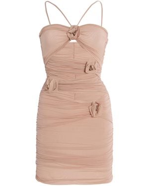 Maygel Coronel Coari Ruched Cutout Jersey Mini Dress - Natural