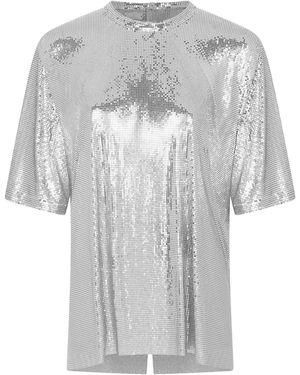 Rabanne Metallic Short-Sleeve Top - White