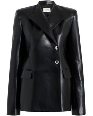KHAITE Elona Double-Breasted Leather Jacket - Black