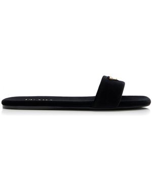 Prada Velvet Slide Sandals - Black