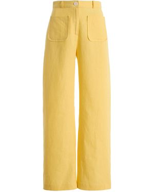 Matthew Bruch Button Linen Pocket Trousers - Yellow