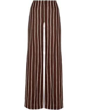 ANDRES OTALORA Tuyo Linen Wide-Leg Trousers - Brown