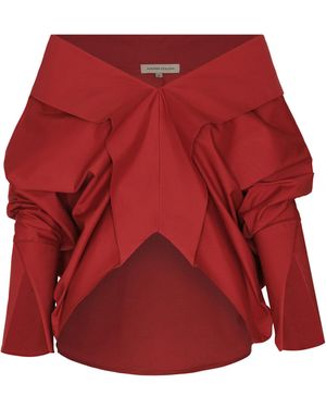 ANDRES OTALORA Eternidad Cotton Off-The-Shoulder Top - Red