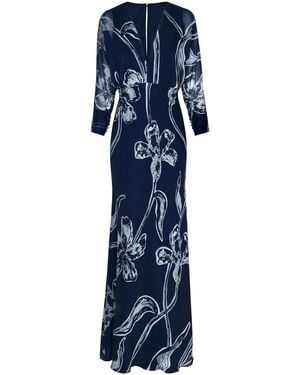 ANDRES OTALORA Gestos Lily-Print Chiffon Maxi Dress - Blue