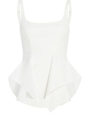 KHAITE Loa Cotton Peplum Top - White