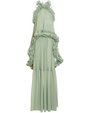 Greta Constantine Nervi Ruffled Trim Gown - Green
