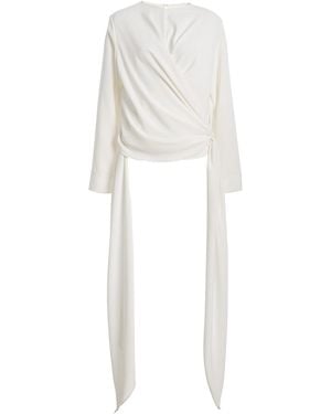 Sloan The Wrap Draped Chiffon Top - White