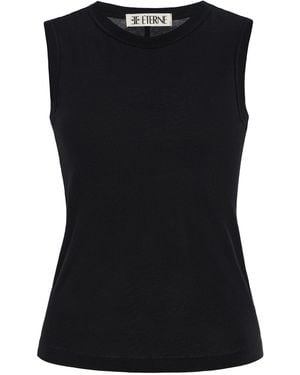 ÉTERNE Fitted Cotton-Modal Muscle Tank Top - Black