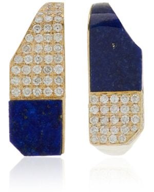 Yvonne Léon Checked 9K Lapis; Diamond Hoop Earrings - Blue