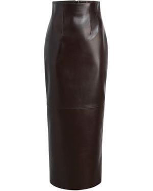 KHAITE Loxley Leather Maxi Skirt - Brown