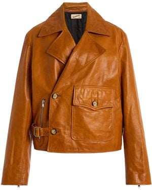 Sanderlak Leather Moto Jacket - Brown