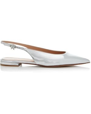 Gianvito Rossi Robbie Metallic Leather Slingback Flats - White