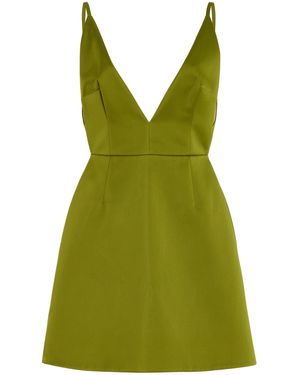 Emilia Wickstead Vero Plunged Satin Mini Dress - Green