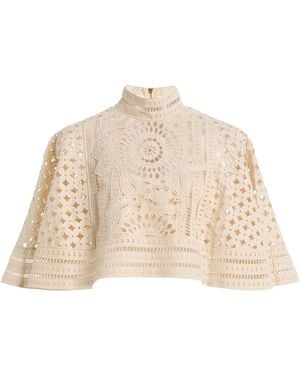 Zimmermann Indra Embroidered Cotton Cape - Natural