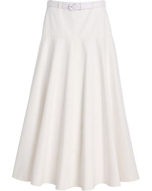 Brandon Maxwell Exclusive Riviera Belted Cotton Midi Skirt - White