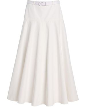 Brandon Maxwell Exclusive Riviera Belted Cotton Midi Skirt - White