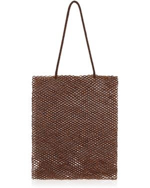 Cordera Handmade Beaded Tote Bag - Brown