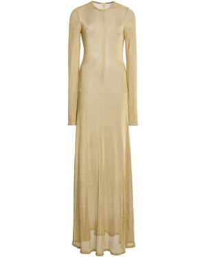 Mel Usine Veronique Chainmail-Knit Long-Sleeve Gown - Natural