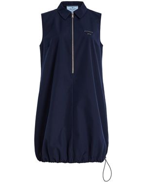 Prada Half-Zip Faille Mini Dress - Blue