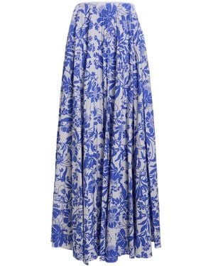 S.S.Daley Kate Pleated Floral Crepe Maxi Skirt - Blue