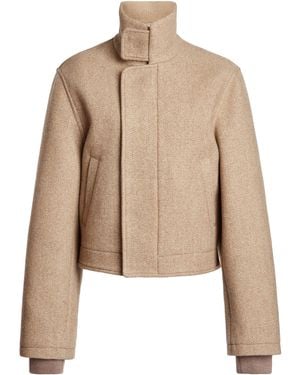 Victoria Beckham Wool-Blend Bomber Jacket - Natural